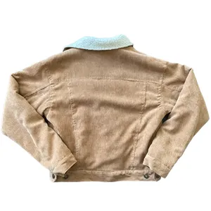 Corduroy Fleece Collar Jacket Button Up Coat Tan Women’s Size Medium thumbnail 2