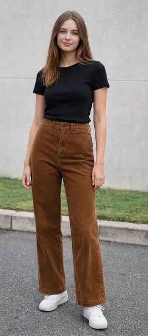 Everlane Womens Brown Corduroy Pants Size 6 High Rise Straight Leg Casual Fall thumbnail 1