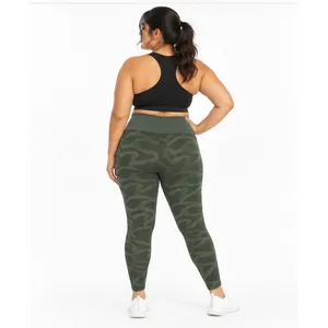 Marika Womens Leggings Size L Olive Tiger Print Seamless High Rise 27in Active thumbnail 8