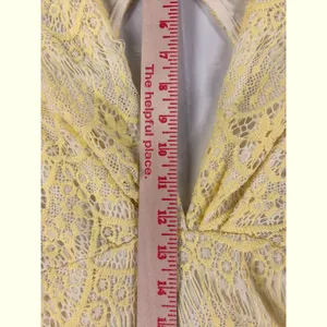 Reverse Australia Yellow Lace Long Sleeve Mini Dress V-Neck Open Back Sz Med NEW thumbnail 12