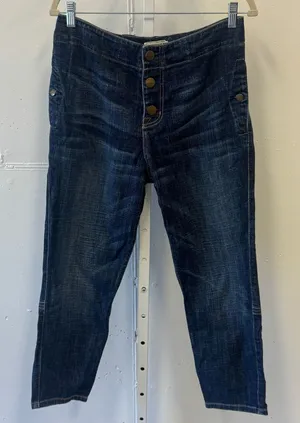 Current/Elliott + Marni "The Easy Trouser" Jean Relaxed‎ Fit Cropped Button Fly thumbnail 1