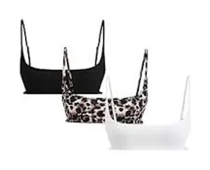 SEXY Comfy Loungewear Bralettes Set of 3 White Black Leopard Size XS Crop Top thumbnail 1