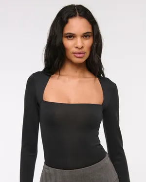 NWT Abercrombie and Fitch Ava Long-Sleeve Sculpt Matte Bodysuit thumbnail 2