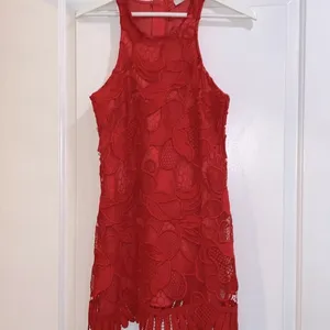 Lovers + friends Caspian red lace sleeveless party cocktail dress size xsmall thumbnail 11