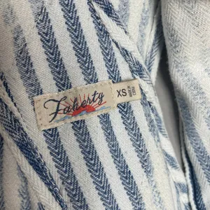 Faherty Overalls Topsail Railroad Stripe Faded Light‎ Wash Blue White Women XS thumbnail 11