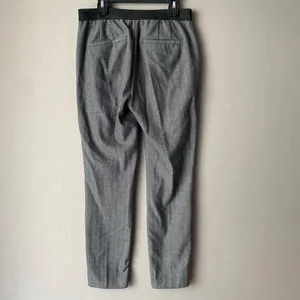 Zara‎ Cotton Herringbone Academia Office Siren Tapered Ankle Pants Small Gray thumbnail 5