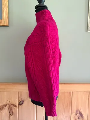 Vintage Ralph Lauren 100% Wool Cable Knit Turtleneck Sweater Pink Size Small thumbnail 3
