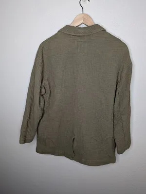 Madewell Womens Olive Green Cotton Lightspun Dorset blazer Large thumbnail 9
