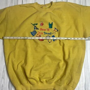 90s Vintage Embroidered Shop still You Drop Sweatshirt Yellow Large thumbnail 3