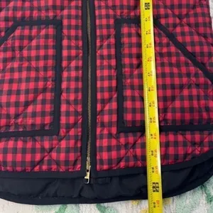 J Crew Red Black Buffalo Check Quilted Puffer Vest‎ Gilet Size S thumbnail 4