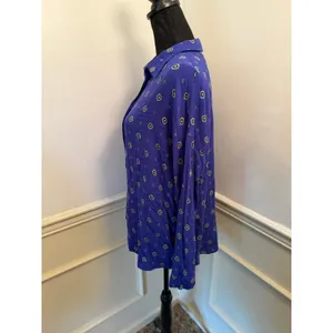 Intimately Free People "Shirt Up" Blue Medallion Oversized Sleep Shirt Blouse thumbnail 4