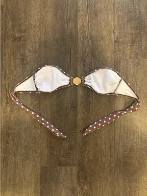 Brown Polka Dot Bikini Top Size XS thumbnail 2