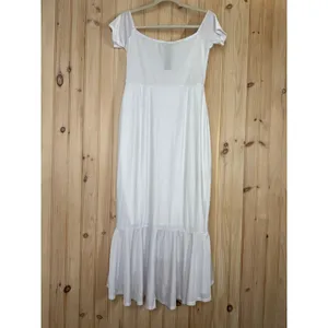 NWT Lulus How Much I Care White Velvet Off-the-Shoulder Midi Dress Hi Low Sz XL thumbnail 6