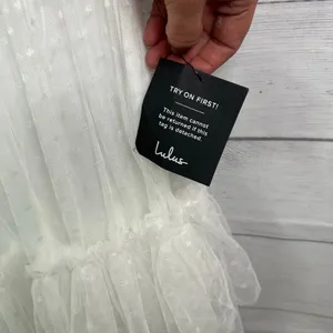 Lulus Women L White Tulle Swiss Dot Strapless Tiered Midi Dress NEW Romantic thumbnail 8