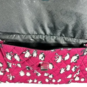 Vera Bradley‎ Quilted Playful Penguins Turnlock Tote Bag Crimson Red Retired thumbnail 16