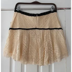 Free People Apple of Eye Lace Mini Skirt Tea Cream Black Trim Size‎ 10 thumbnail 3