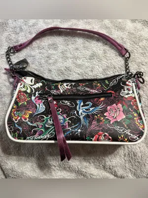 Ed Hardy Skull & Floral Chain Shoulder Bag / Crossbody thumbnail 2