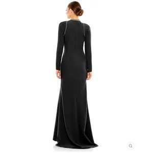 Mac Duggal 26612 Womens Raglan Long Sleeve Black Gown Dress thumbnail 4