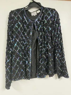 Stenay Womens Black Silk Beaded Jacket Size XL thumbnail 1