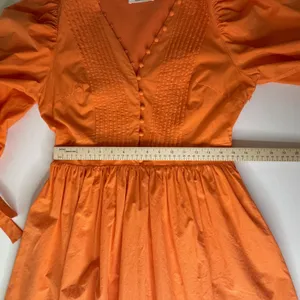 Showpo Zandra Mini Dress Size 8 Orange Puff Sleeve Cotton Poplin Vibrant Bright thumbnail 14