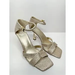 Franco Sarto Gold Sandals Glitter Square Toe Sculpted Heel Size 8‎ thumbnail 2