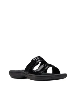 NWT Clarks Patent Breeze Piper Slide Sandal 26171970 Black 9M thumbnail 2