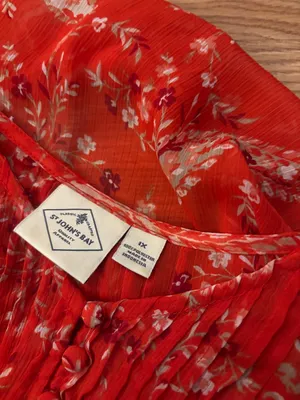 St. John's Bay Orange Paisley V-Neck Peasant Blouse Size 1X thumbnail 8