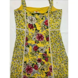 Farm Rio size small petite cantonal lace Yellow Floral Square-Neck Maxi Dress thumbnail 15