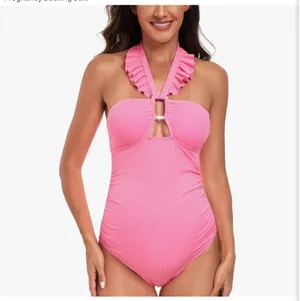 Ribbed maternity swimsuit Pink thumbnail 2