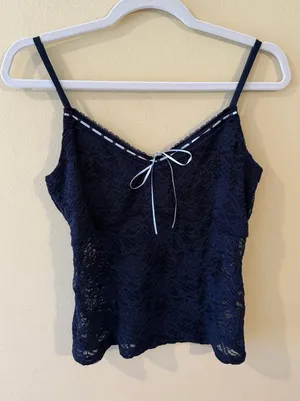 Hollister Navy Lace Cami with Contrast Bow thumbnail 1