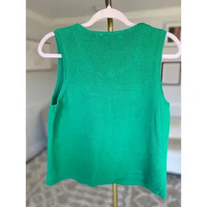 Kim Rogers Santa‎ Christmas Vest Knit Holiday Festive Green Embellished Parisian thumbnail 3