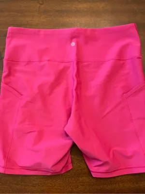 Athleta Biker Shorts Women’s XL Pink Interval Stash 7” Short Pockets thumbnail 3