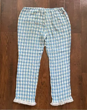 LIFE IN PARADISE drawstring gingham pants, size L Size L thumbnail 2