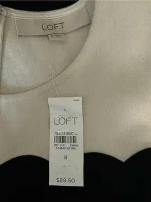 Loft Women’s Sleeveless Black Shift Dress Cream Scalloped Yoke Sz 8 NWT thumbnail 10