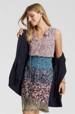 Cabi Dani Paisley Shirred Dress Size Small thumbnail 1