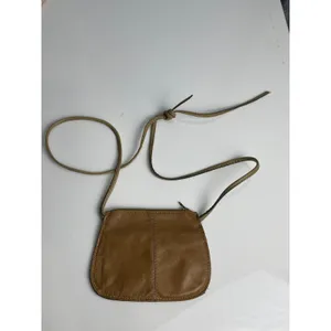Vintage Leather Mini Crossbody Bag Tan Brown Made in Hong Kong 70s 80s Festival thumbnail 2
