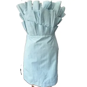 DO + BE Strapless Pleated Ruffle Mini Dress Light Blue Size Large Party Bodycon thumbnail 15