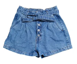 Abercrombie & Fitch Natural Rise Shorts Women 25 0 Denim Paperbag Button‎ Fly thumbnail 1