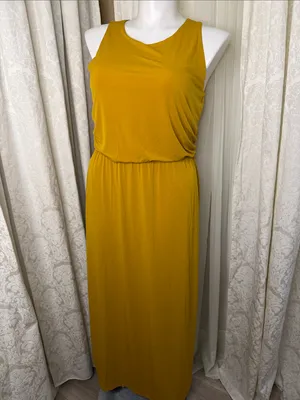Ann Taylor Factory Mustard Sleeveless Maxi Dress thumbnail 2
