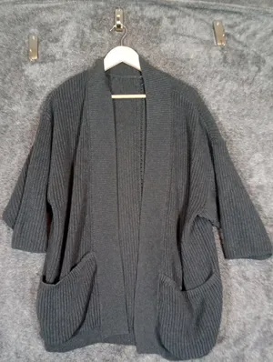 Pact Black Ribbed Open-Front Women's Cardigan Organic Cotton Oversized Xs/S thumbnail 5