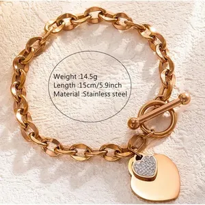 Gold Tone Stainless Steel Beaded Bracelet Adjustable Chain 316L‎ thumbnail 2