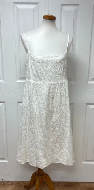 Nanette Lepore White‎ Sleeveless Embroidered Dress With Pockets- Size 14. thumbnail 1