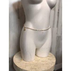 Gold Chain Waist Belt with Dangling Shell Charm – Adjustable Body Chain thumbnail 2