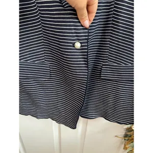 T TAHARI Blazer Size 14 Navy Striped Notched Lapel Jacket Pearl Buttons NEW thumbnail 8