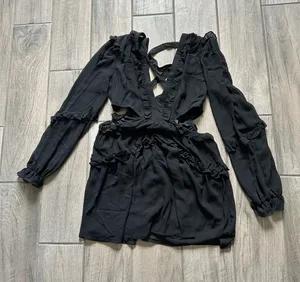 privy Black Long-Sleeve Ruffle Cutout Dress thumbnail 1