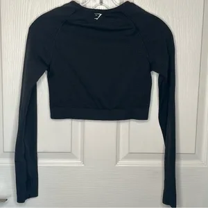 Gymshark Vital Crop Top Seamless Long Sleeve Size M Black thumbnail 7