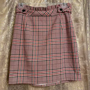 Express Womens Mini Skirt High Waisted A-line Checkered Red Size Small NWT thumbnail 1