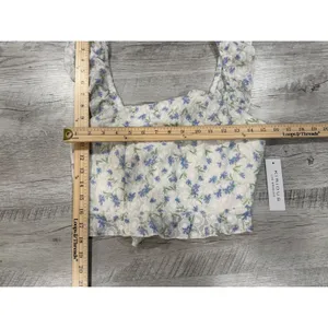 Kirious Los Angeles Blue Floral Lace Tie Back Corset Top Cottagecore thumbnail 5