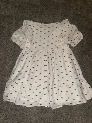 Umgee Ruffle Sleeve Bow Print Mini Babydoll Dress thumbnail 4