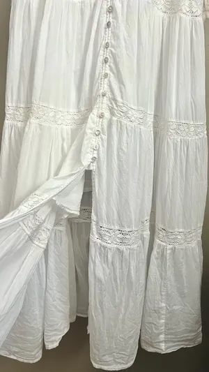 Mango White Cotton Tiered Dress thumbnail 3